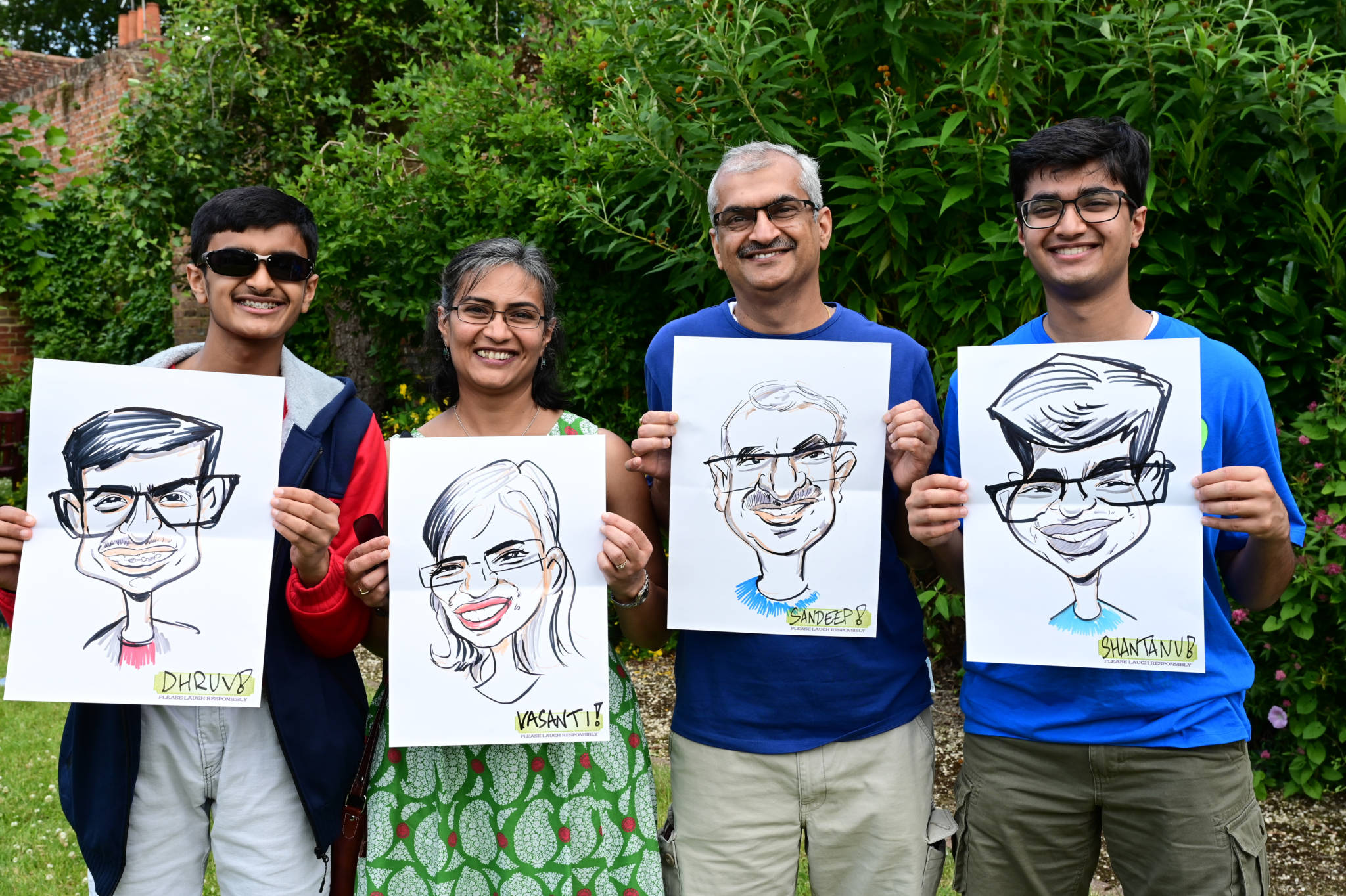 Family with caricatures